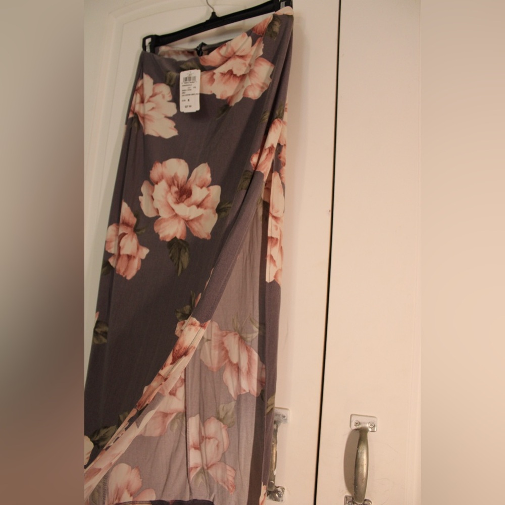Windsor Gray Midi Skirt with Pink Floral - Picture 3 of 7